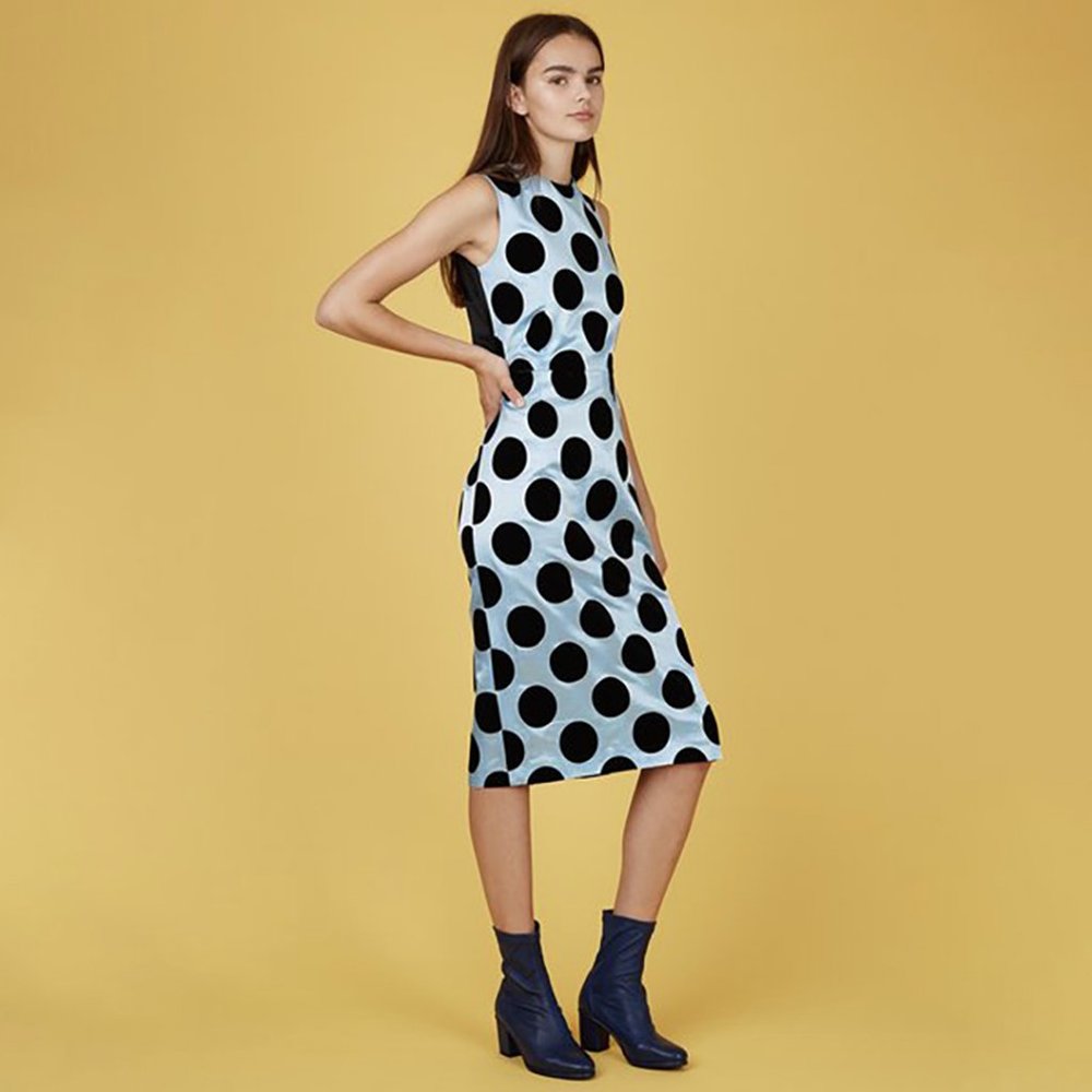 Toga Pulla polkadot blue silk velvet dress gown S